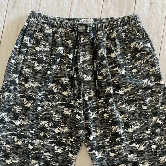 Columbia Fish Print Pajama Pants Men’s L Vintage Wide Leg Baggy Trout Loose Y2K - Picture 4 of 11